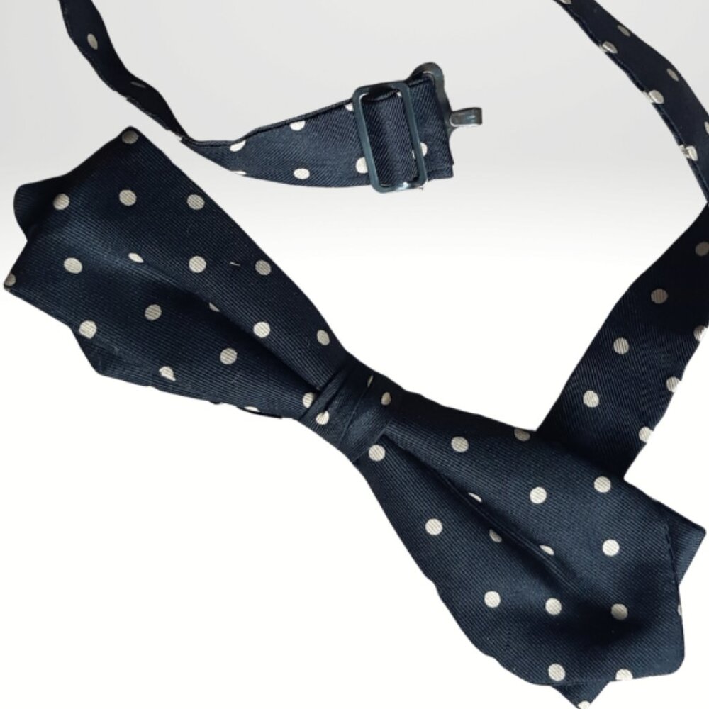 Vintage Bow Tie, Black with White Polka Dots